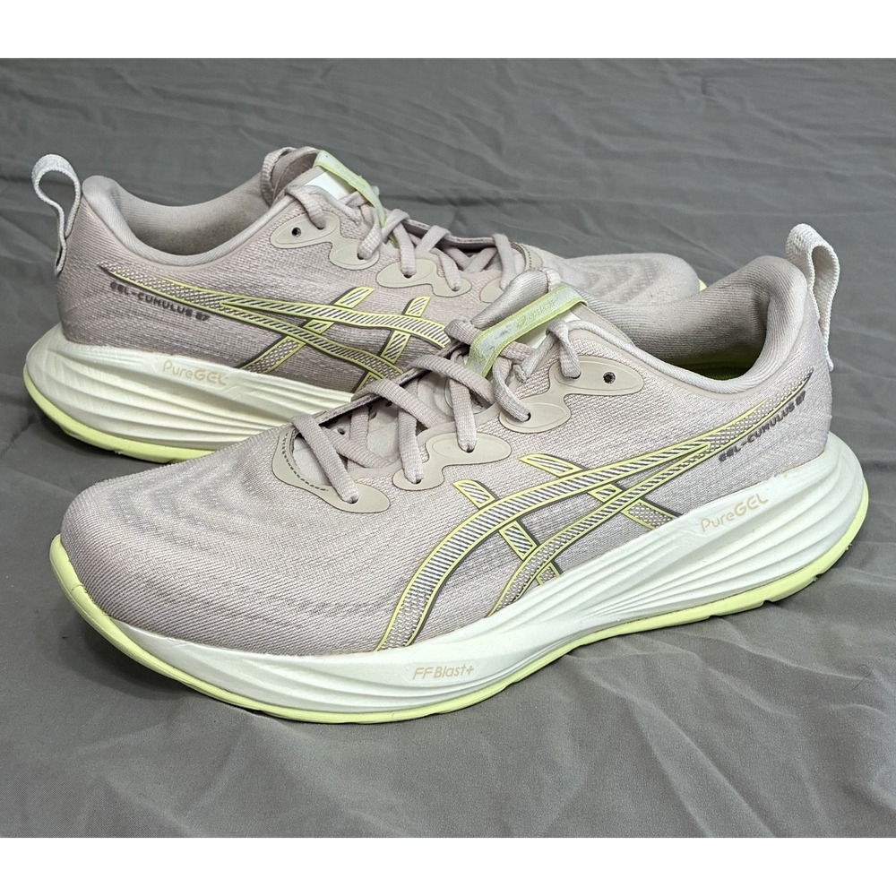ASICS GEL-Cumulus 27 Shoes Womens Sz 9 Wide Mineral Beige Huddle Yellow Running